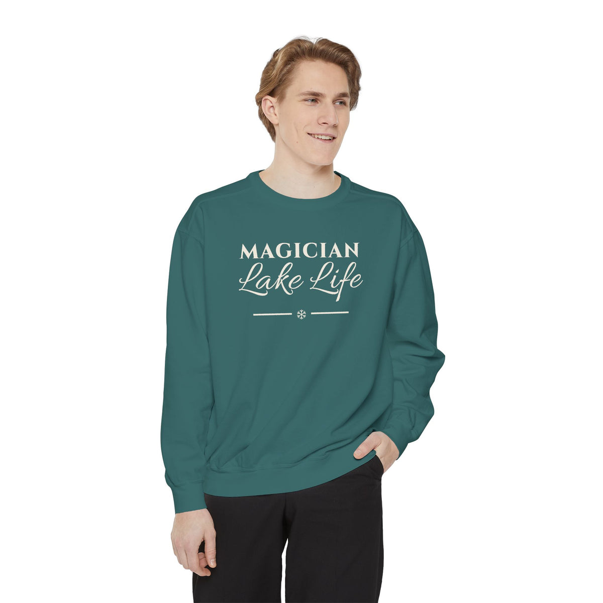 Magician Lake Christmas Crewneck · Cranberry or Spruce