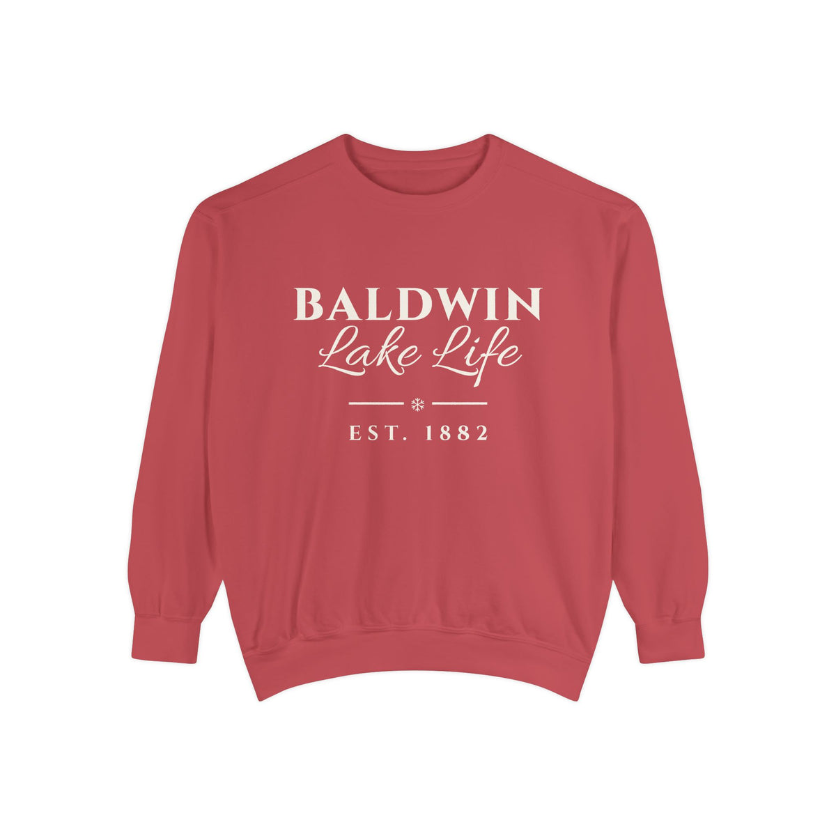 Baldwin Lake Life Christmas Crewneck · Est. 1882 · Cranberry or Spruce
