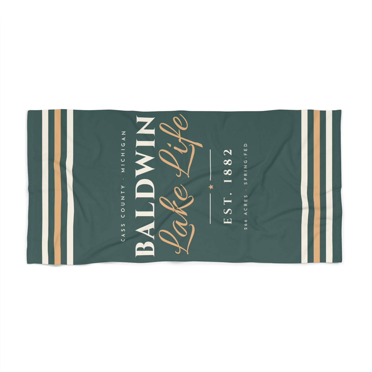 Baldwin Lake Life Beach Towel · Est. 1882 · Spruce · 30x60