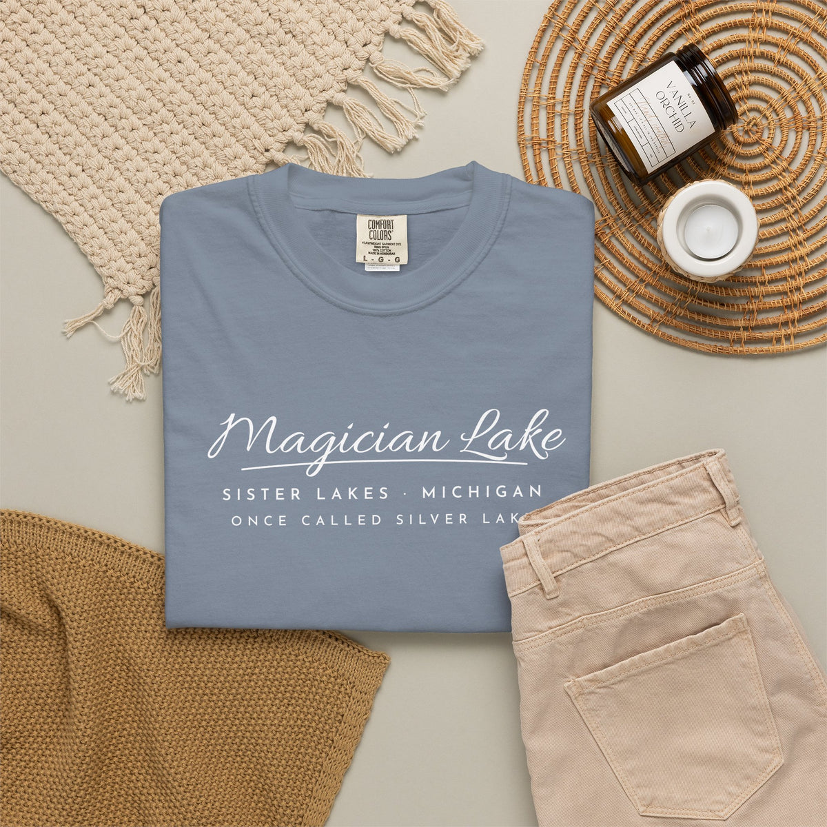 Magician Lake Script Tee · Once Called Silver Lake · Sister Lakes, Michigan