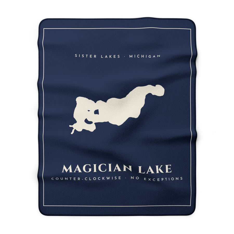 Magician Lake Map Sherpa Blanket · Navy · Real Shoreline
