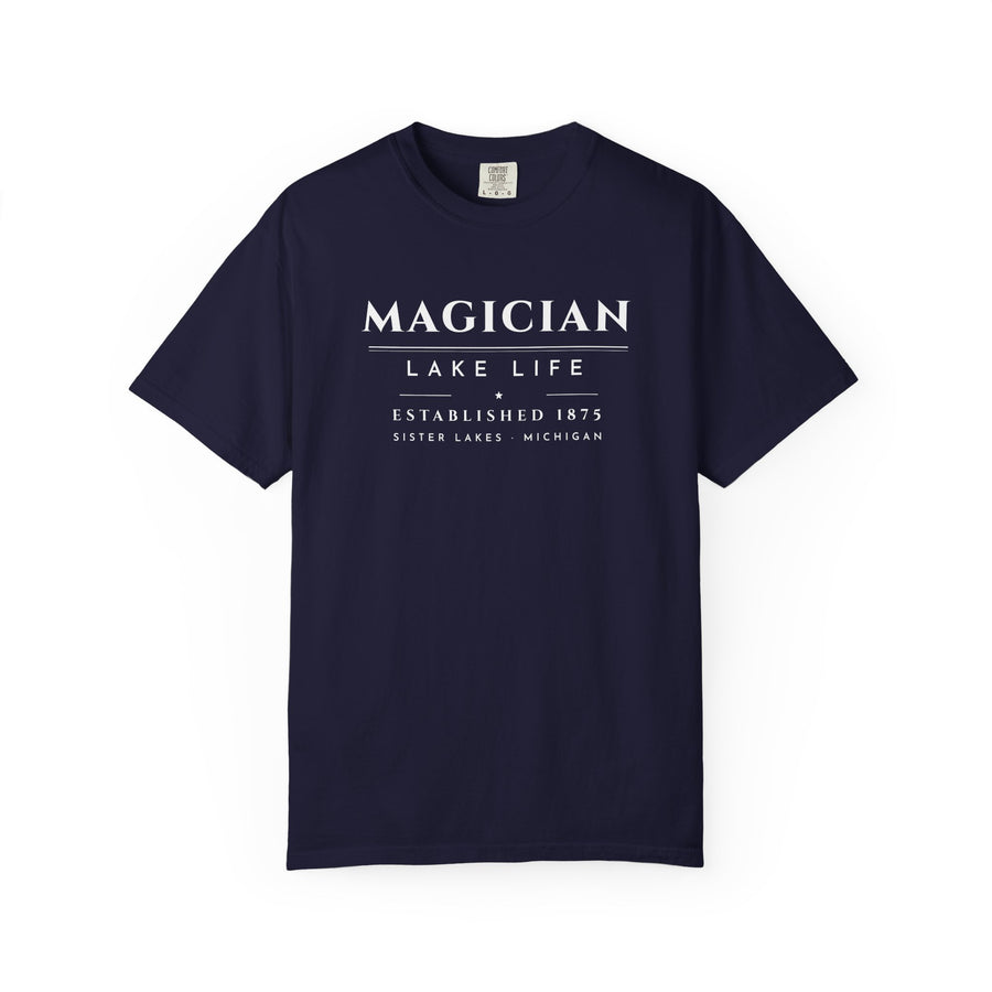 Magician Lake Life Tee · Heritage · Est. 1875 · Sister Lakes, Michigan