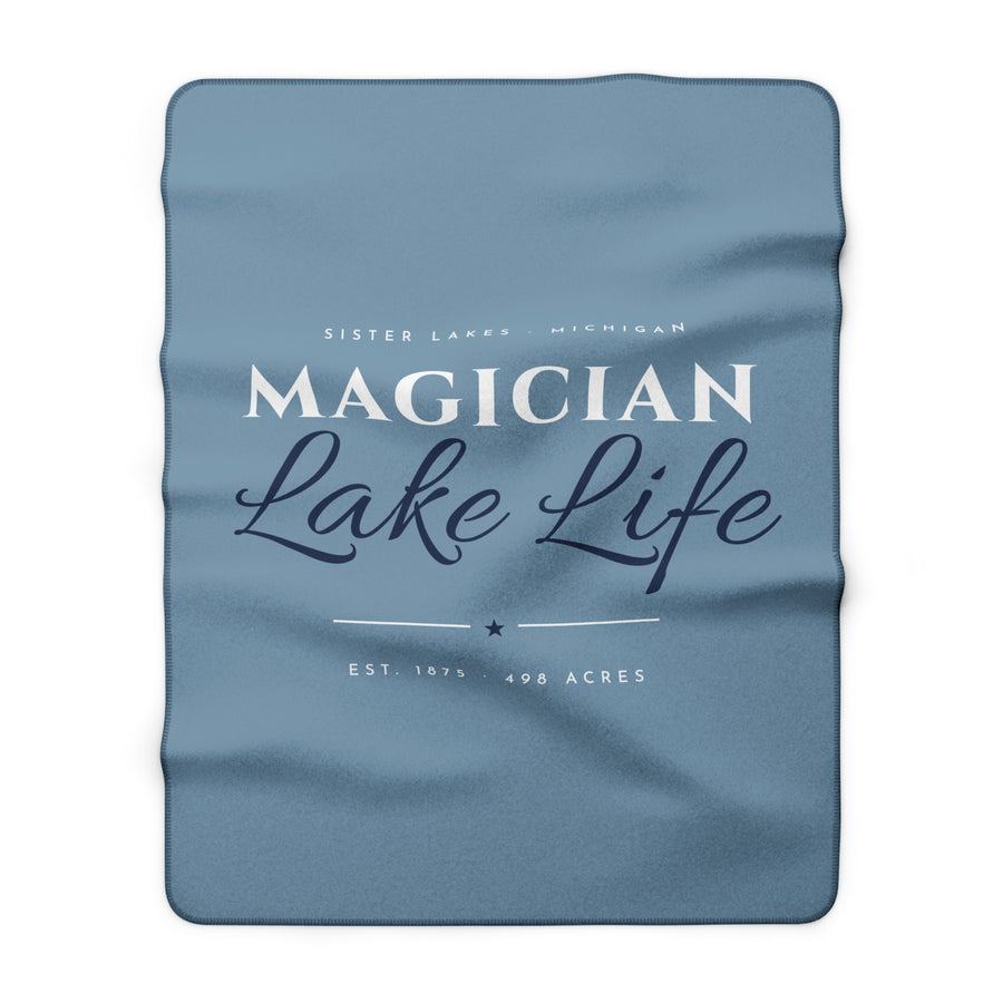 Magician Lake Life Sherpa Blanket · Est. 1875 · Lake Blue