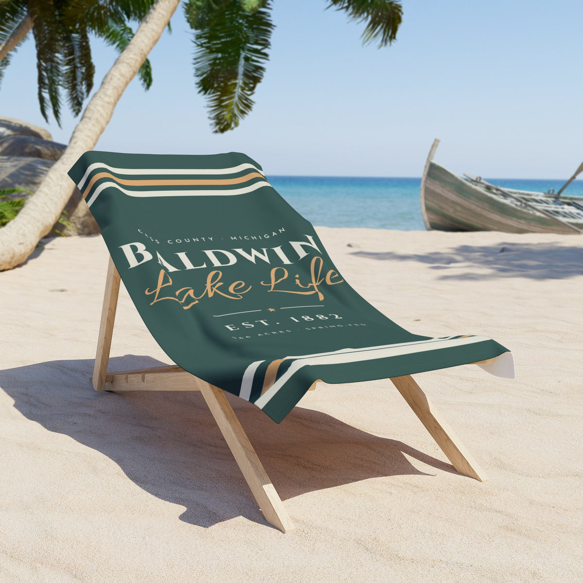 Baldwin Lake Life Beach Towel · Est. 1882 · Spruce · 30x60