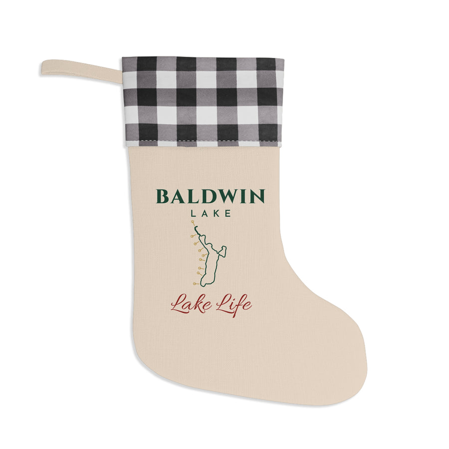 Baldwin Lake Christmas Stocking · Natural · White Plaid Cuff