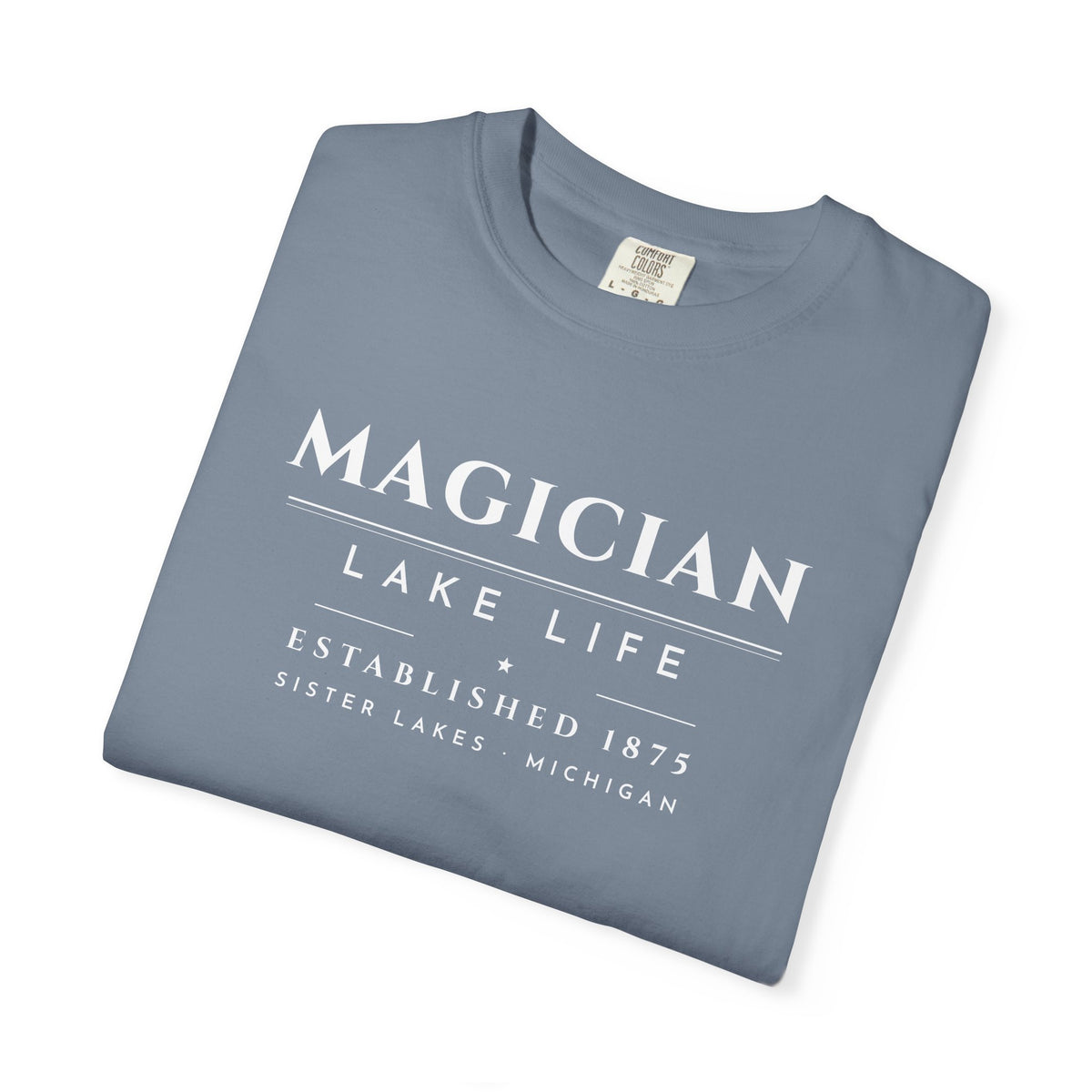 Magician Lake Life Tee · Heritage · Est. 1875 · Sister Lakes, Michigan