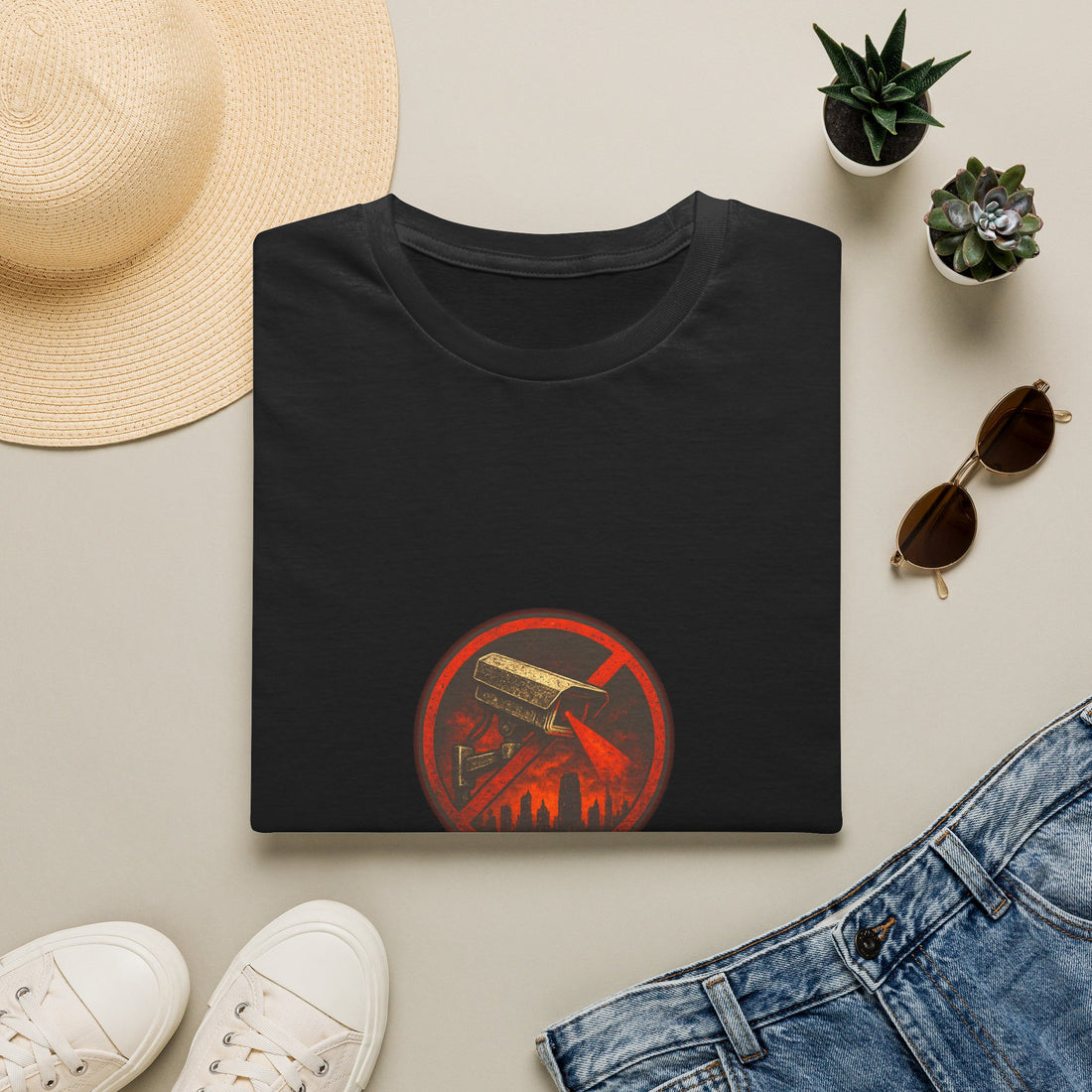 NO FLOCK CAMERAS — Emblem Tee