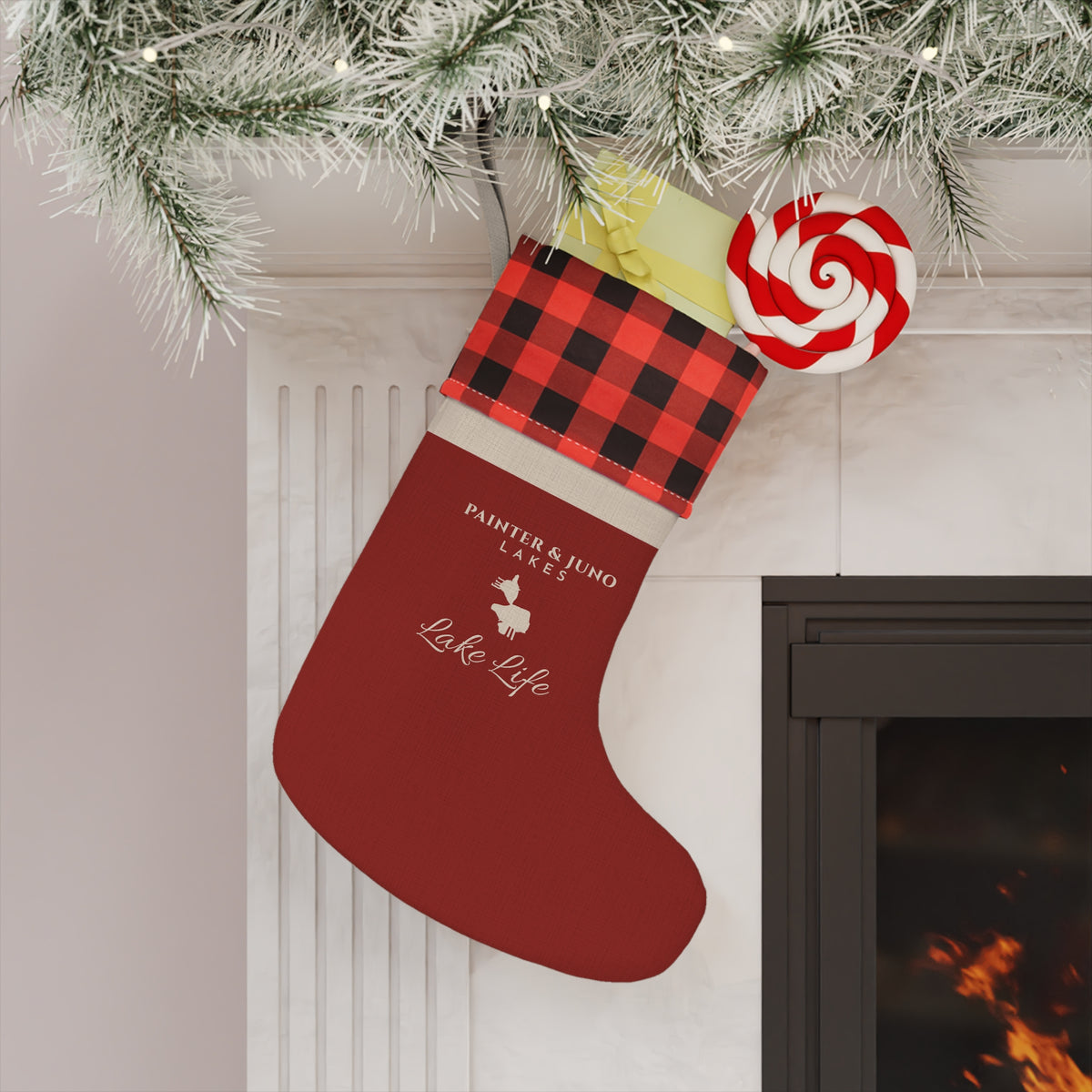 Painter & Juno Christmas Stocking · Cranberry · Red Plaid Cuff