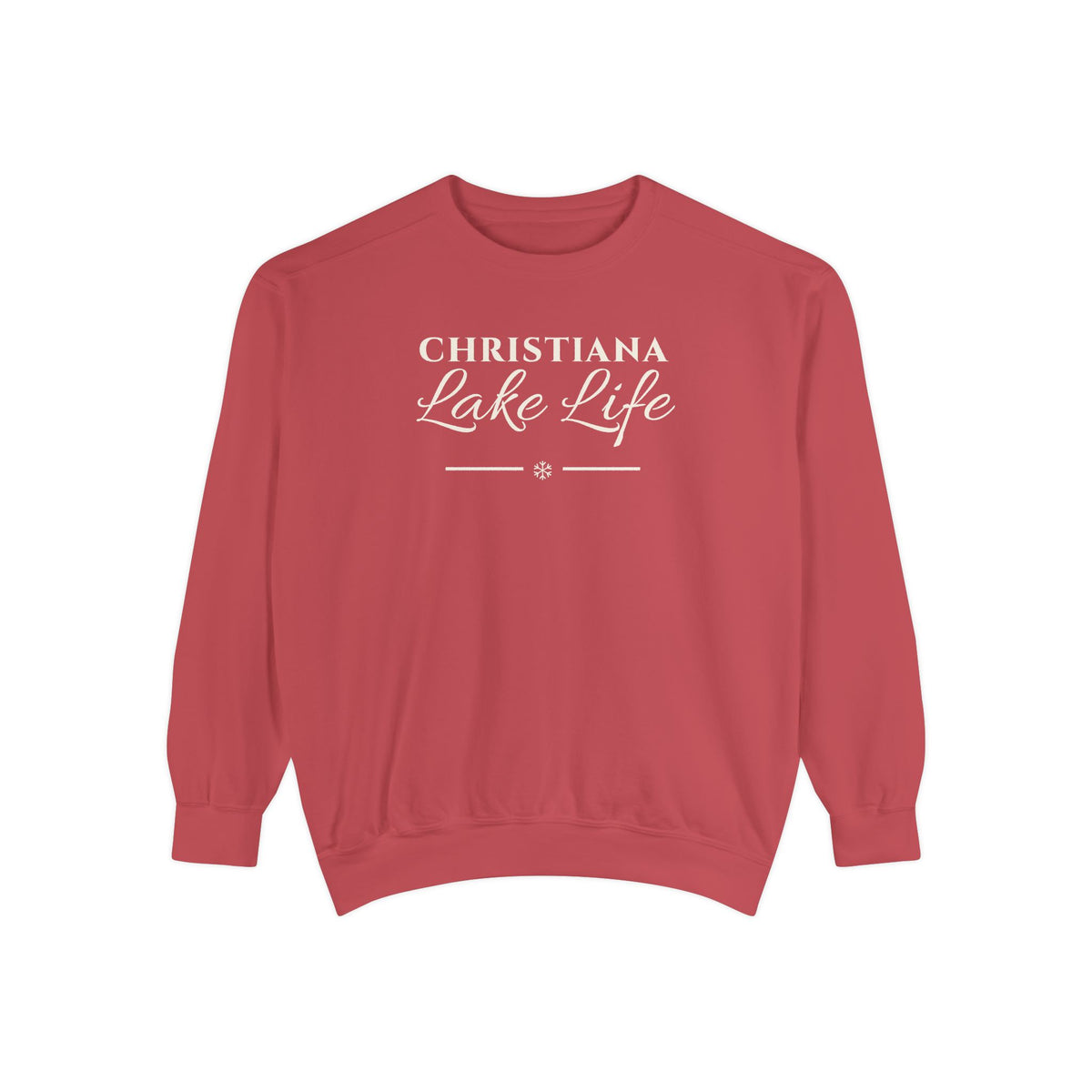 Christiana Lake Christmas Crewneck · Cranberry or Spruce
