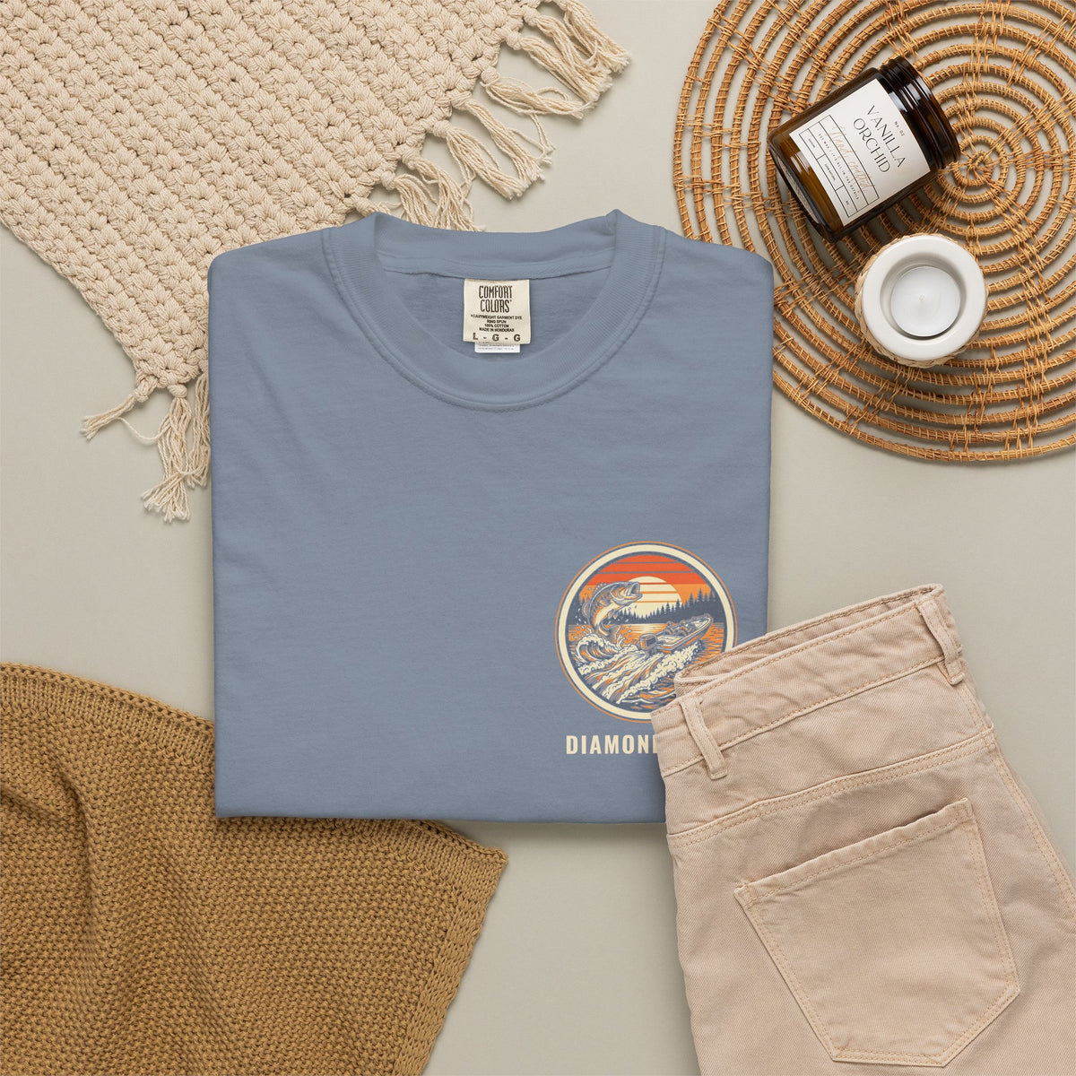 Your Bait Sucks Tee · Bass Boat Sunset · Diamond Lake