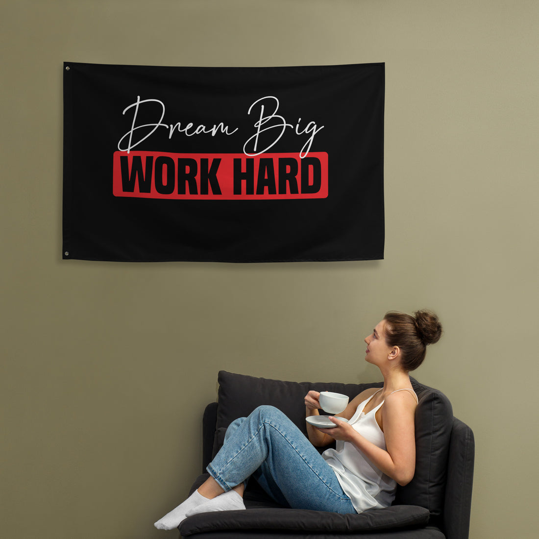 Dream Big Work Hard Flag