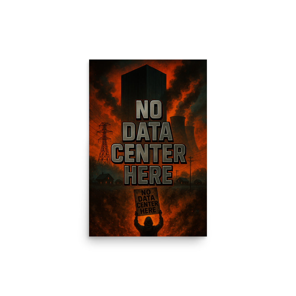 NO DATA CENTER HERE — Protest Poster